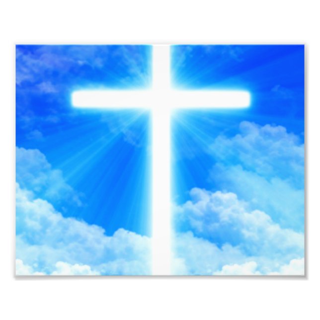 Cross of Light Jesus Christ Customizable Christian Fotodruck (Vorne)