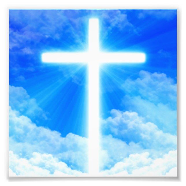 Cross of Light Jesus Christ Customizable Christian Fotodruck (Vorne)