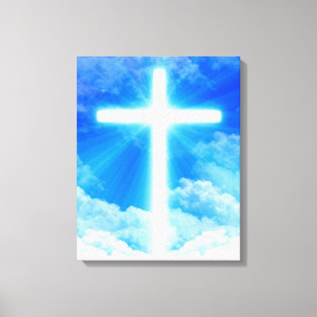 Cross of Light Jesus Christ Customizable Christian Leinwanddruck (Vorderseite)