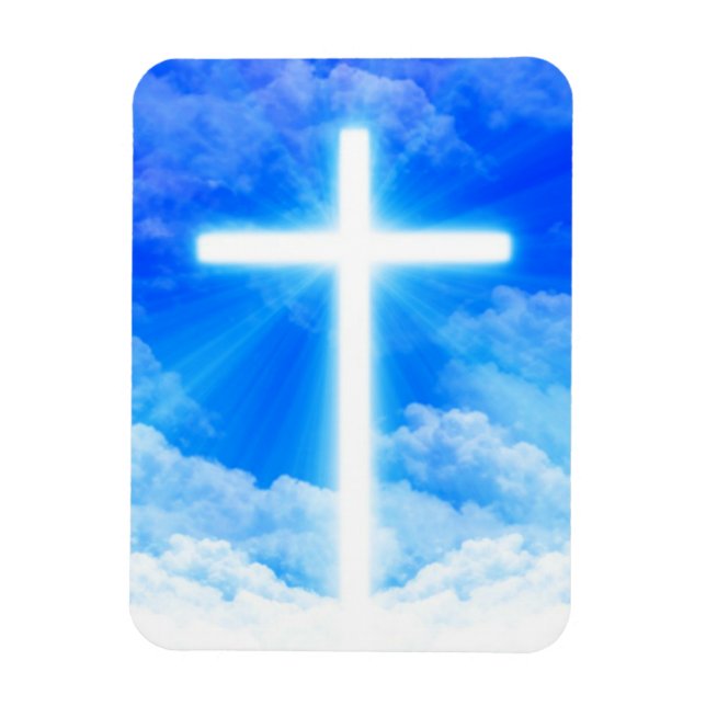 Cross of Light Jesus Christ Customizable Christian Magnet (Vertikal)