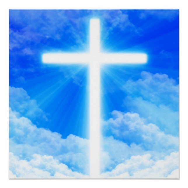 Cross of Light Jesus Christ Customizable Christian Poster (Vorderseite)