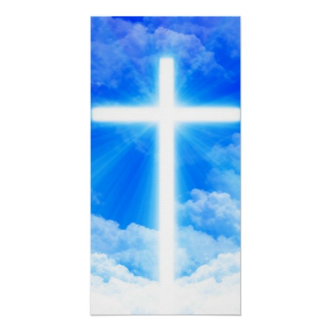 Cross of Light Jesus Christ Customizable Christian Poster (Vorderseite)