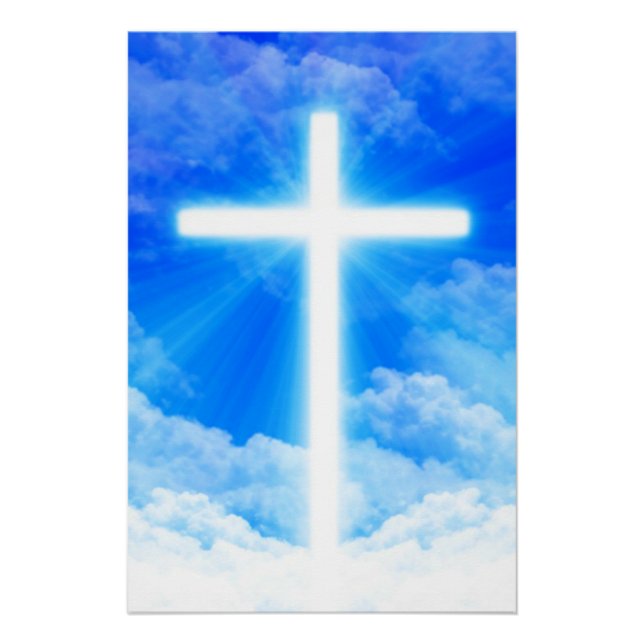 Cross of Light Jesus Christ Customizable Christian Poster (Vorderseite)