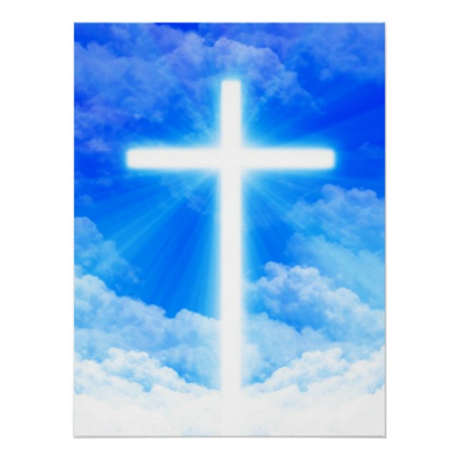 Cross of Light Jesus Christ Customizable Christian Poster (Vorderseite)
