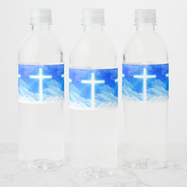Cross of Light Jesus Christ Customizable Christian Wasserflaschenetikett
