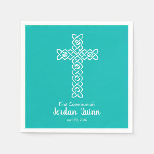 Cross Robin's Egg Blue Communion Taufe Christen Serviette
