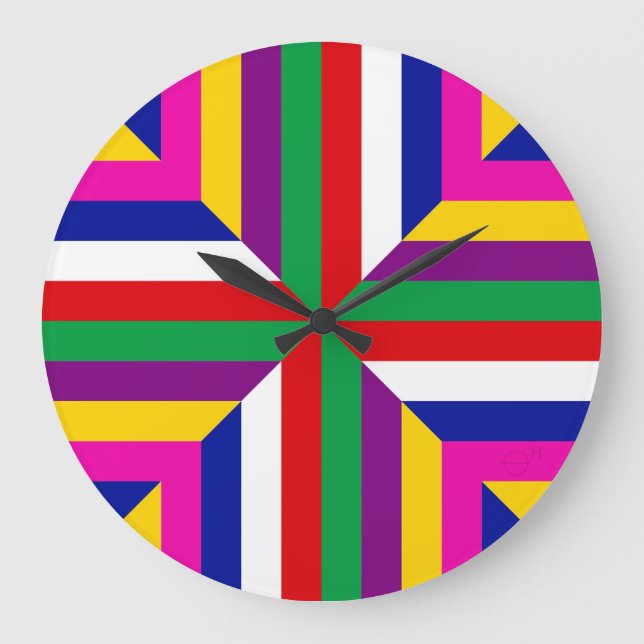 Cross-section of a Star - Green/Red - Balanced Große Wanduhr (Vorderseite)