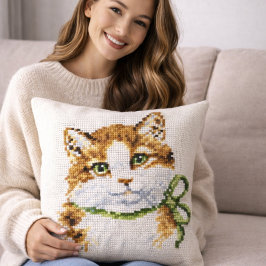Cross Stitch Kitten Kissen
