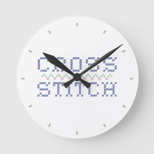 Cross Stitch Wall Clock Runde Wanduhr