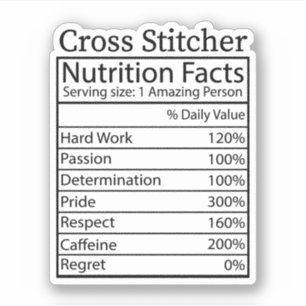 Cross Stitcher Nutrition Fakten, Cross Stitch Aufkleber