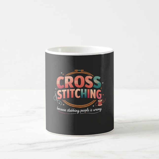 Cross Stitching Funny Sewing Quote Design Kaffeetasse (Mittel)