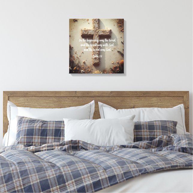 Cross Stretching Canvas Print Leinwanddruck (Insitu (Schlafzimmer))