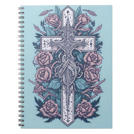 cross tattoo flower 20 notizblock