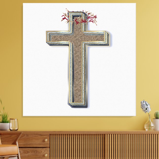 Cross Wall Art mit weißem Hintergrund Leinwanddruck (Insitu (Wohnzimmer))