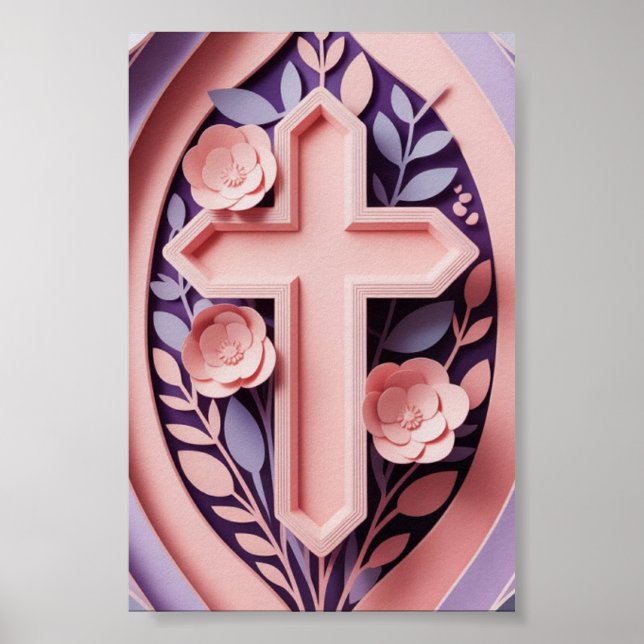 Cross Wall Art Poster | Minimale Ai-Konstruktion (Vorne)