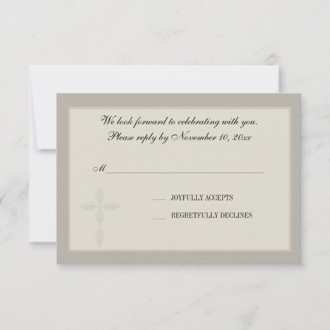 Cross Watermark Religious Response Card Einladung (Vorderseite)