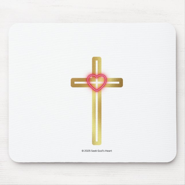 Cross with Heart in the Middle  Mousepad (Vorne)