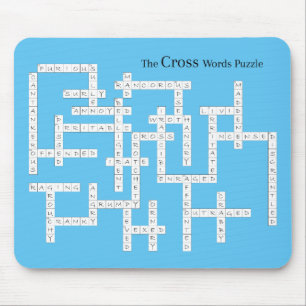 Cross Words Puzzle Semantics Humor Blue Mousepad
