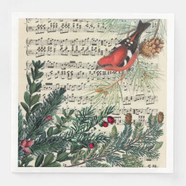 Crossbill mit Partitur und Kiefernspalten Serviette