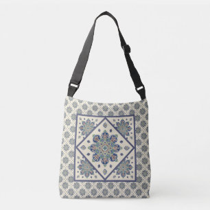 CrossBody Bag mit blauen und grünen Medallionen Tragetaschen Mit Langen Trägern