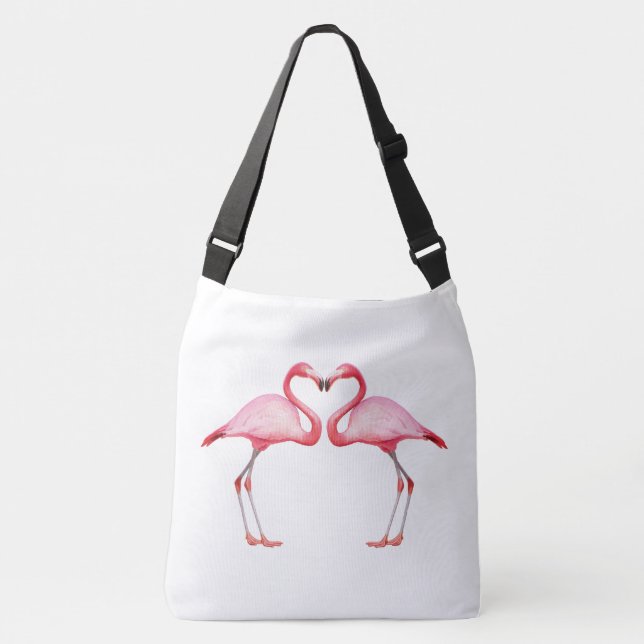 Crossbody Bag - Rosa Flamingos müssen Liebe sein Tragetaschen Mit Langen Trägern (Vorderseite)