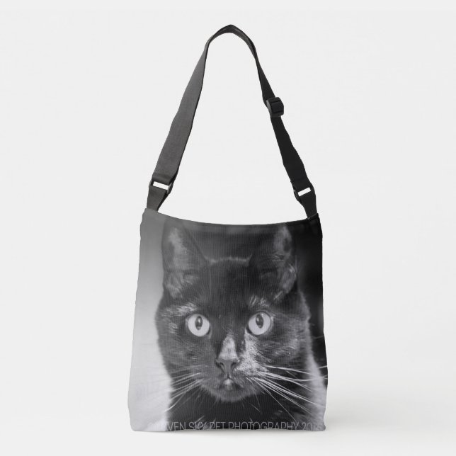 Crossbody Handtasche des schwarze Katzen-Felsens (Vorderseite)