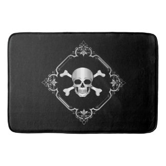 Crossbones/Piratenflagge/Pirate/Schwarz/Silber Bad Badematte