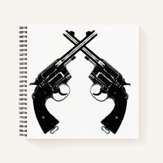 Crossed Antique Revolvers // Vintage Waffen in Sch Notizbuch