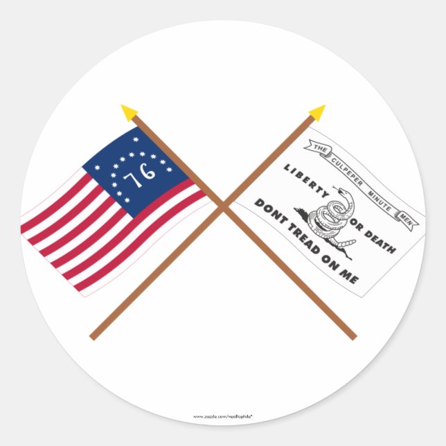 Crossed Bennington und Culpeper Flags Runder Aufkleber (Vorderseite)