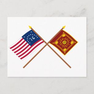 Crossed Bennington und Pulaski Flags Postkarte