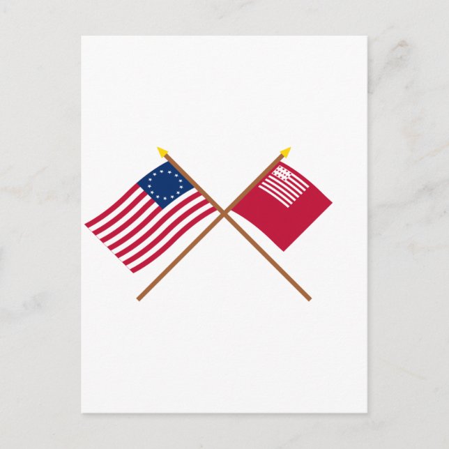 Crossed Betsy Ross und Brandywine Flags Postkarte (Vorderseite)