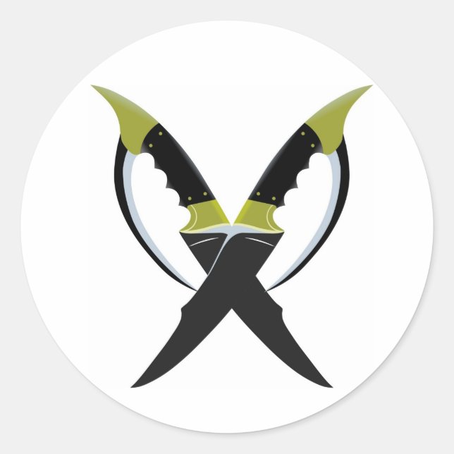 Crossed Blades Runder Aufkleber (Vorderseite)