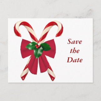 Crossed Candy Canes mit Bow Postcard Ankündigungspostkarte