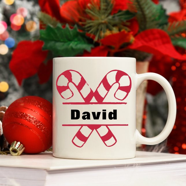 Crossed Candy Canes Weihnachten Kaffeetasse (Crossed Candy Canes Holiday Christmas Coffee Mug
)