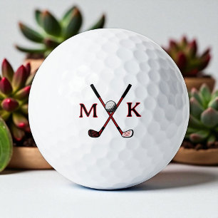 Crossed Clubs Golfer Modern Initial Logo Golfball