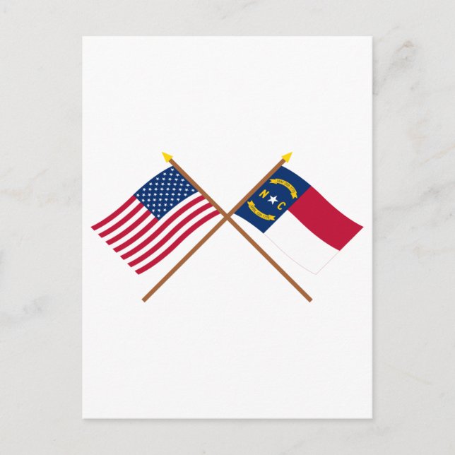 Crossed Fags von US und North Carolina Postkarte (Vorderseite)