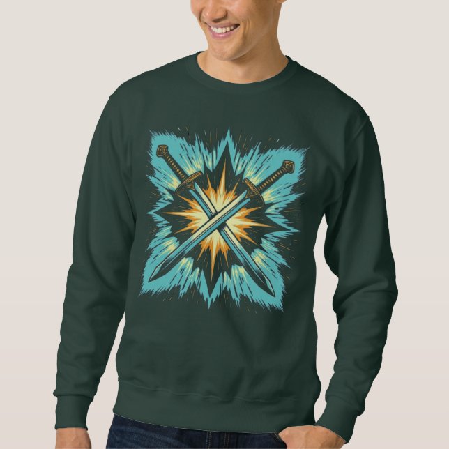 Crossed Fantasy Arrows with Glowing Energy – Dynam Sweatshirt (Vorderseite)