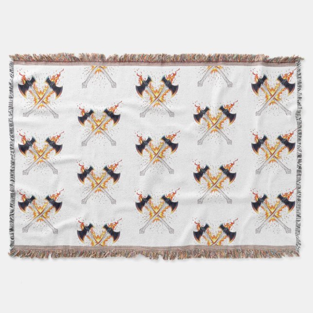 Crossed Fantasy Axes with Fiery Energy – Powerful  Decke (Vorderseite)