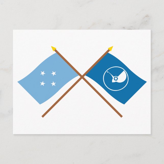 Crossed Flags von Mikronesien und Yap Postkarte (Vorderseite)