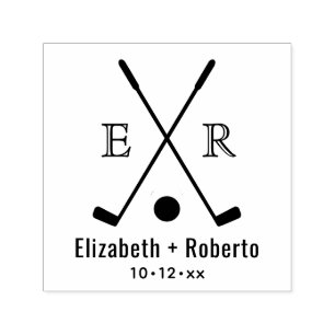 Crossed Golf Clubs Couple 2 Initial Monogram Permastempel