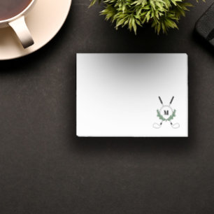 Crossed Golf Clubs Monogram Post-it Klebezettel