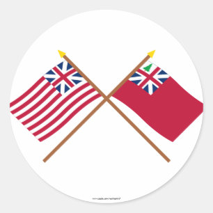 Crossed Grand Gewerkschaft Flag and Pine Tree Red  Runder Aufkleber