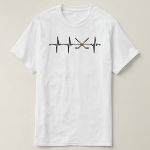Crossed Ice Hockey Sticks ECG Heartbeat Pulse Bv T-Shirt