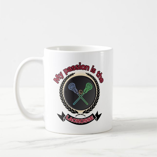 Crossed Lacrosse Sticks Ball Passport Spiel Kaffeetasse (Links)