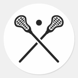 Crossed Lacrosse Sticks Runder Aufkleber