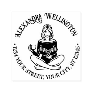 Crossed Leged Girl Reading #2 Rücksendeadresse Permastempel