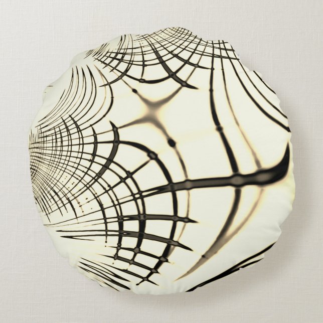 Crossed-nut-braune oder khaki gebogene Spuren in B Rundes Kissen (Rückseite)