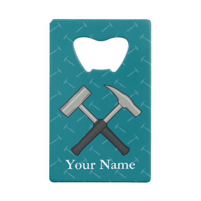 Crossed Rock Hammers Kreditkarten Flaschenöffner (Vorderseite)