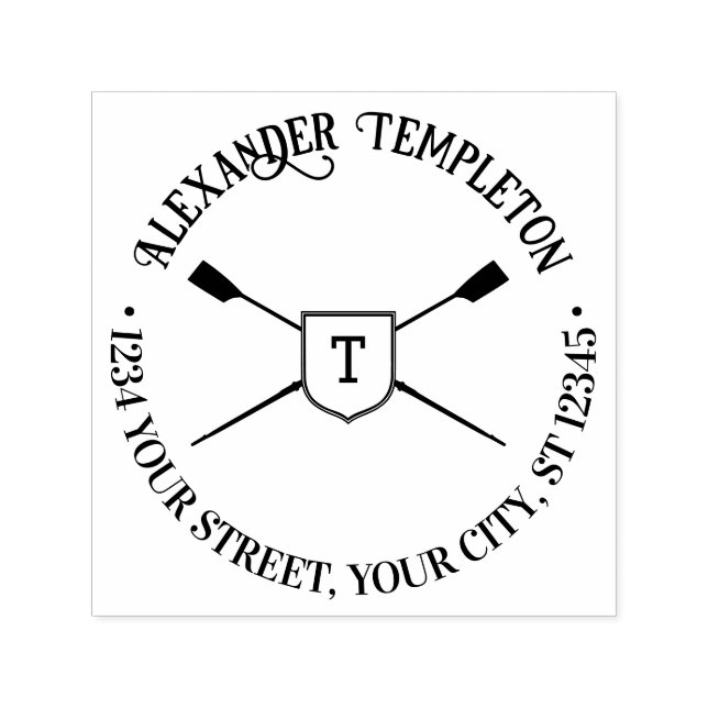Crossed Rowing Blades Monogram Name Rücksendeadres Permastempel (Design)