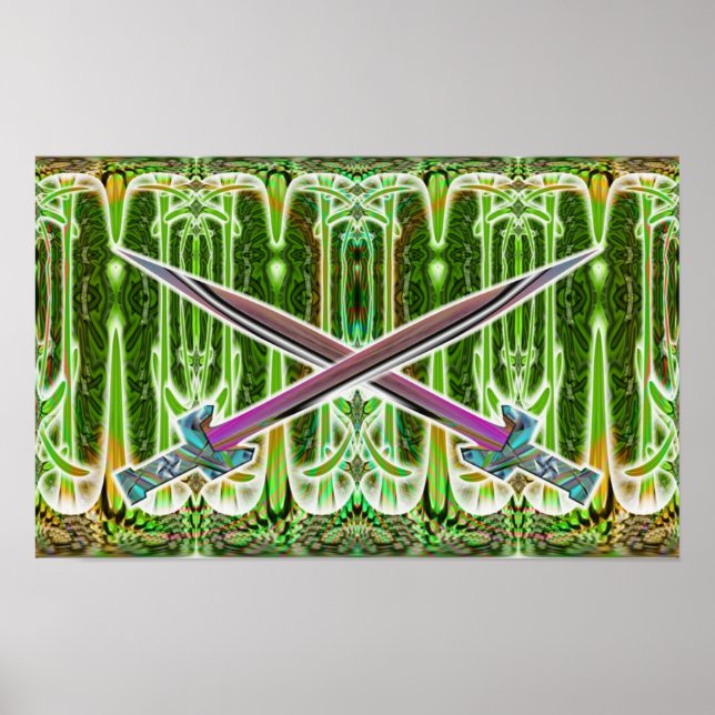 Crossed Schwerter drucken Poster (Vorne)